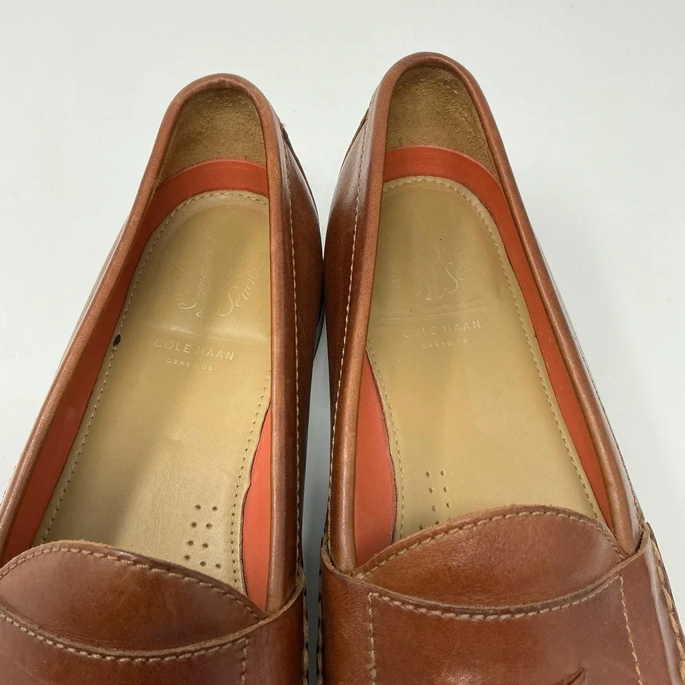 Cole Haan Chestnut Brown Leather Tassel Slip-Ons